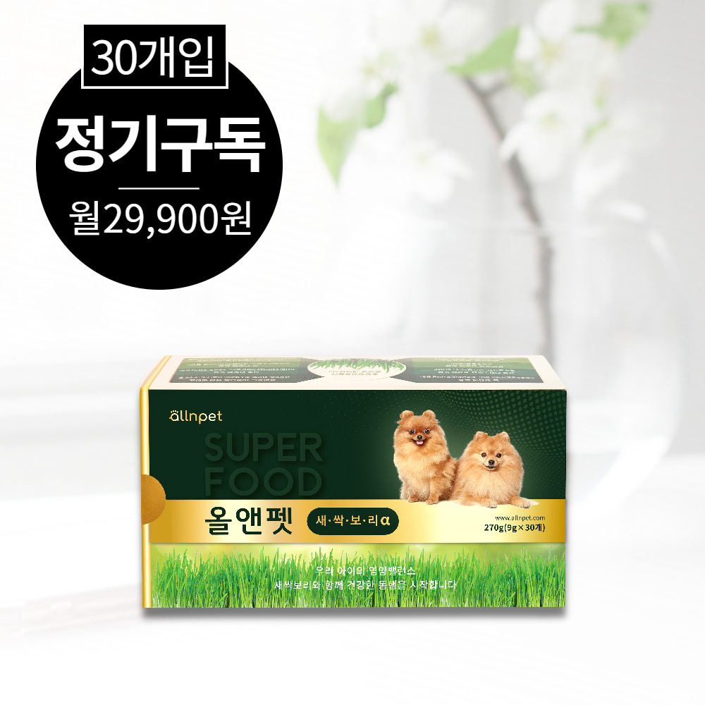 [정기구독] 29,900원 / 25% 할인 / 무료배송]올앤펫 새싹보리α [30개입]